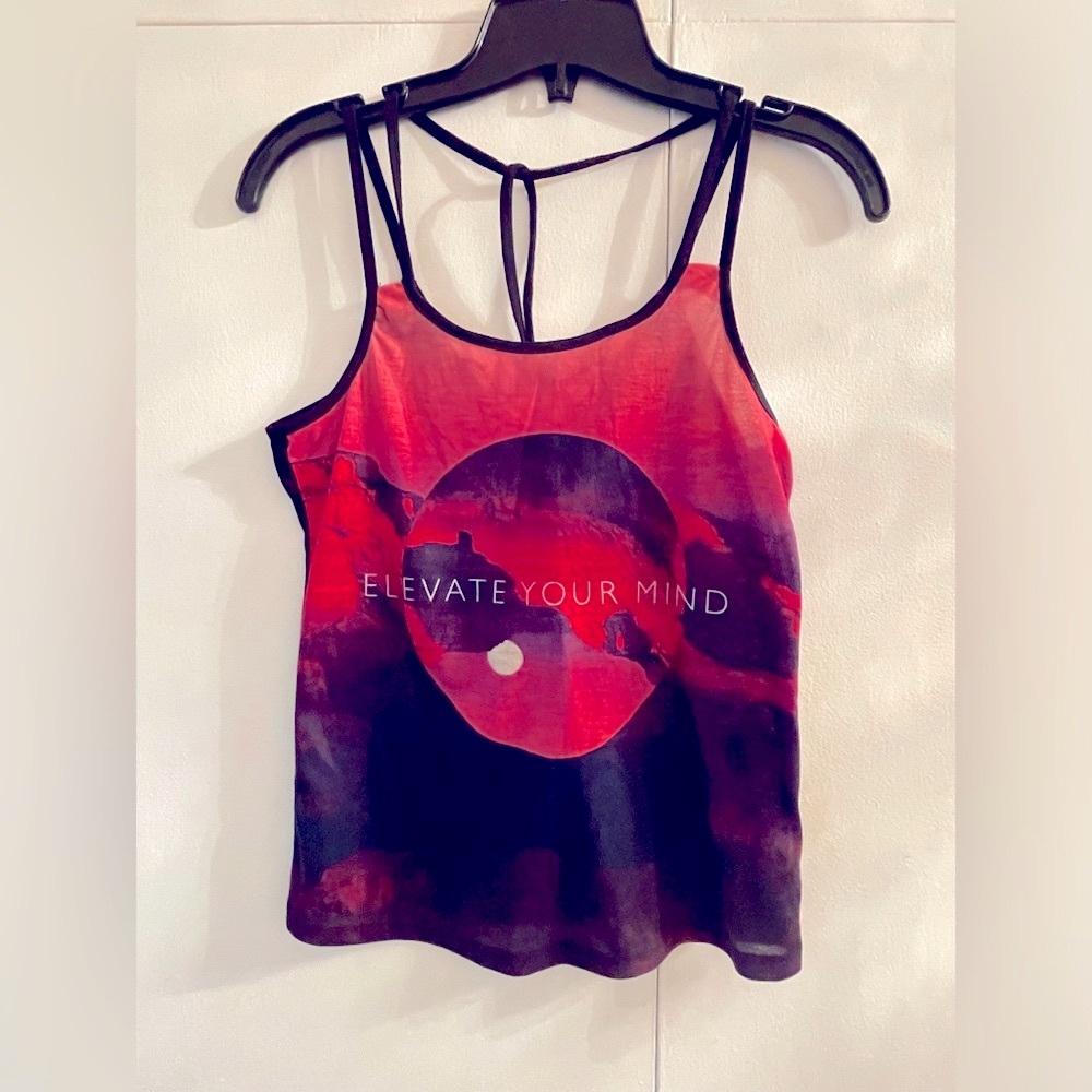 Graphic Pink and Purple and Black Strappy Tank Top. XS